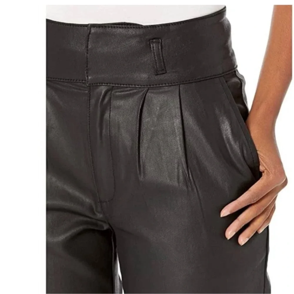 KUT from the Kloth Lessie Coated Denim High Waist Pleated Faux Leather Pants